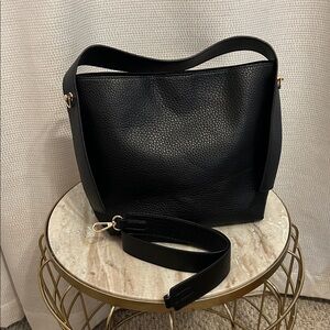 Anthropologie Black Pebbled Shoulder Bag
